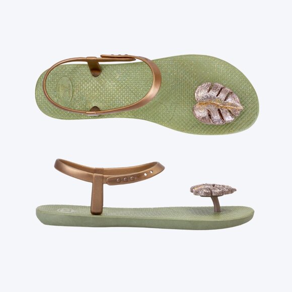 ZHOELALA — Sandals Comfort "TROPICAL LEAVES" • Olive Green - Picture 1 of 8